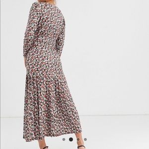 Floral long sleeve maxi tea dress